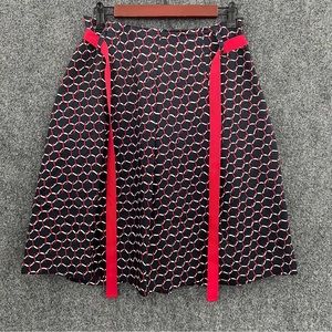 Talbots Black and Red Patterned Silk Skirt
